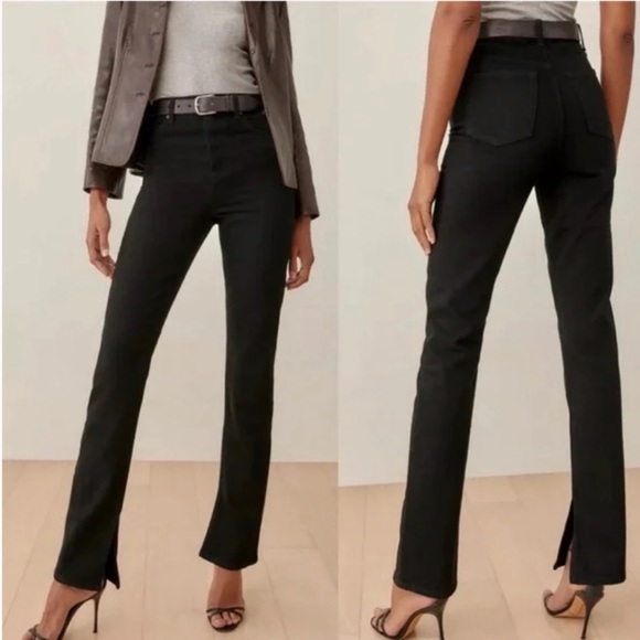 Reformation Denim - Reformation High and Skinny Split Hem Black Jeans
